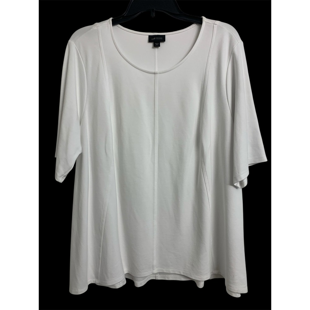 J. Jill Wearever‎ White Seamed Short Sleeve Tunic Top 2X  Scoop Neck